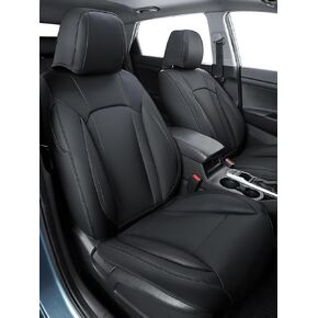 FREESOO Car Seat Covers Full Set - Faux Leather Universal Automotive Seat Covers Fit for Most Cars Trucks SUVs with Waterproof Leatherette BlackGrey