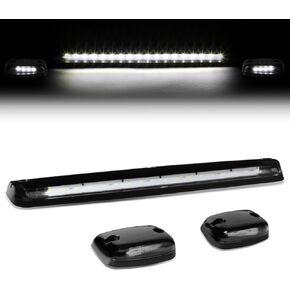 DNA Motoring CBL-CSIL07-BK-W LED Cab Roof Top Lens Center Light with Pair Side Lamp