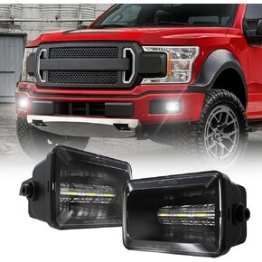Upgrade LED Fog Lights DOT Bumper Fog Lamps Replacement for Ford F150 2015 2016 2017 2018 2019 2020 F150 (Black - without Halo)
