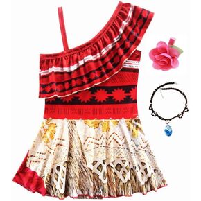 Girls' One Shoulder Swimwear One-Piece Digital Print Moana Swimsuit Costume Adventure Bathing Suit Birthday Gift