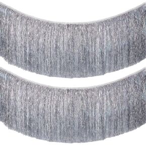FINGERINSPIRE 1.97Yard Silver Tinsel Fringe Party Garland 13.97inch Wide Polyester & Aluminum Foil Fringe Trimmings Two Tone Tassel Trims for Birthday Wedding Disco Bachelorette Christmas Party Decor