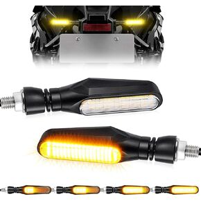 Benlari 2PCS Flowing LED Motorcycle Turn Signals 12V Super Bright Universal Sequential Front Rear Turn Signal Lights Compatible with Harley Honda Yamaha Triumph Suzuki Kawasaki, Amber