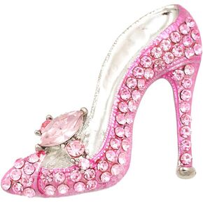 Crystal Shoes Brooch Pins Jewelry Gift for Women Lady, Gold Plated Cubic Austrian Crystal Fashion High-Heel Shoes Brooch Pins Jewelry Gift