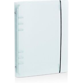 A5 6 Ring Binder Cover with Snap Button Closure Loose Leaf Folders Notebook Shell Protector for 6 Hole Planner Pages Refill Insert (Translucent Plastic)
