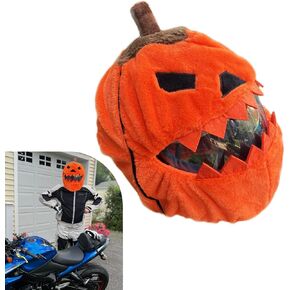 1-Pack Halloween Fun Car Helmet Cover, One-Size Evil Pumpkin Decoration Hat, Cycling Helmet Plush Cute Decoration Accessories, Universal for Most Motorcycle Helmets (Orange)