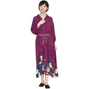 [倭物や Kaya] Kimono One-Piece Dress Winter Peony/Japanese Classical Casual Dress Retro 7IA-1107 Lady's Purple