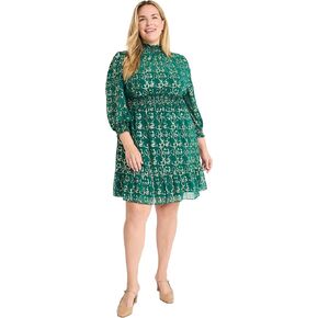 Maggy London Women's Plus Size Holiday Foil Glitter Shimmer Metallic Dress Occasion Party Guest of, Aventurine/Gold