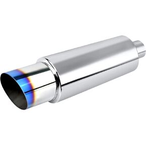 EVIL ENERGY Exhaust Muffler,Stainless Steel Exhaust Tip,Universal 18.5" Length (Burnt,3" Inlet 4" Outlet)