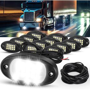 12 قرنة أضواء الصخور البيضاء مع أسلاك تمديد 12 متر 6000 كيلو أضواء LED بيضاء أضواء الصخور للماء للشاحنات سيارات الدفع الرباعي ATVs UTV على الطرق الوعرة مقطورة سيارات قوارب in Kuwait