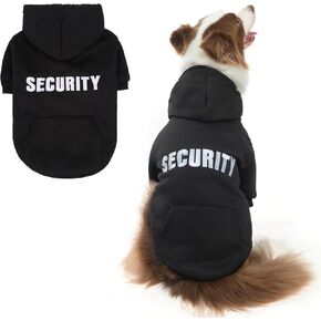 SCENEREAL Security Dog Hoodie Sweaters for Small Medium Large Dogs, Brushed Fleece Dog Clothes with Hat,Soft Cotton Winter Spring Coat All Weather Clothes, Classic Halloween Costume with Leash Hole