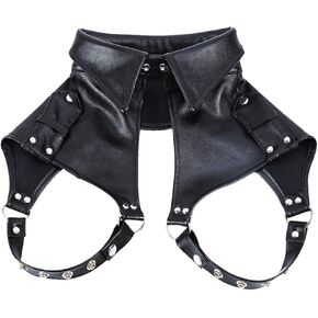 Men's Faux Leather Body Chest Half Harness Armour Epaulet Shoulders Adjustable Buckle Straps Clubwear Costume