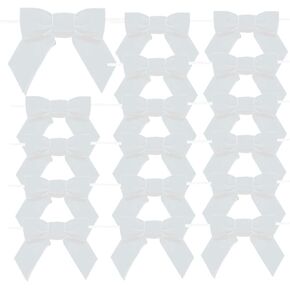 16Pcs Christmas Velvet Bows, 4.3" Vintage Velvet Ribbon Bows for Christmas Tree Garland Wreath Gift Wrapping DIY Crafts Wedding Decor (White)
