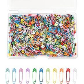500 PCS Small Safety Pins, Colorful Safety Pins with Storage Box Metal Knitting Stitch Markers, Tiny Safety Pins for Clothes, Name Tags, Crafting (500)