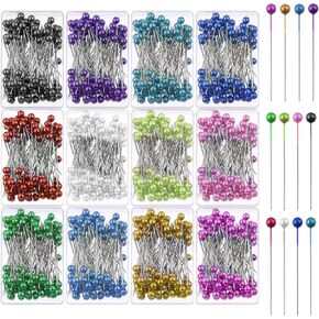 Swpeet 12 Box Sewing Pins Multicolor Head Pins Assortment Kit, Straight Quilting Pins Pearlized Ball Head Quilting Pins, Pearl Head Pins for Crafting Dressmaker DIY Craft Fabric Sewing Decorations