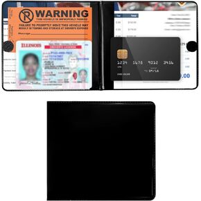 Registration Insurance Holder, 5.2"×4.7" Glove Box Organizer Document with Sticky Closure, Waterproof Leather Insurance Card Holder for License ID Card, Car Accessories (Blue, 1 PCS)