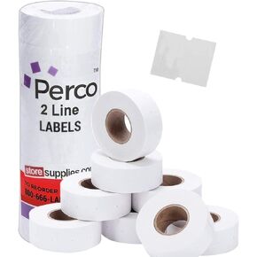 Perco 2 Line Removable Adhesive White Labels - 1 Sleeve, 6,000 Blank Pricing Labels for Perco 2 Line Price and Date Guns
