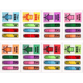 8 Packs/800pcs Sign Here Tabs & Please Sign Message Flags, Adhesive Arrow Labels Stickers Sticky Signature Tabs Notes for Documents Notebooks Home Office School Supplies