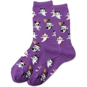 Hotsox Women's Costume Ghosts Socks 1 Pair, Purple, Women's 4-10 Shoe