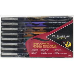 Prismacolor 1736674 Premier Illustration Brush Tip Art Markers, Assorted Colors, 8-Count