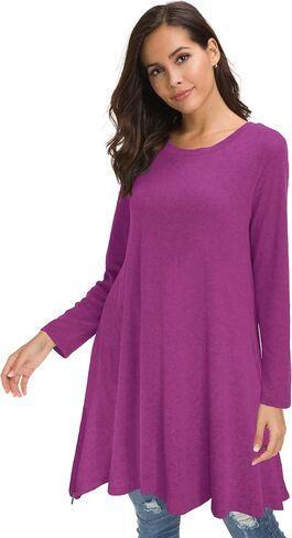 Afibi Tops for Women Long Sleeve Side Split Loose Tunic Tops for Leggings in Saudi Arabia