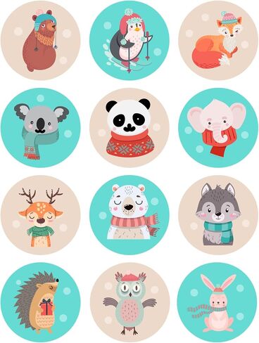 Lucleag Winter Animals Stickers for Kids, Cute Bear Reindeer Penguin Fox Elephant in Winter Clothing Stickers, Round Winter Animals Labels Stickers for Candy Sealing Xmas Favor Winter Decor, 360PCS in Saudi Arabia
