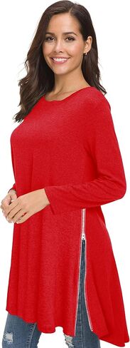 Afibi Tops for Women Long Sleeve Side Split Loose Tunic Tops for Leggings in Saudi Arabia