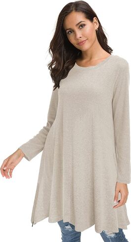 Afibi Tops for Women Long Sleeve Side Split Loose Tunic Tops for Leggings in Saudi Arabia