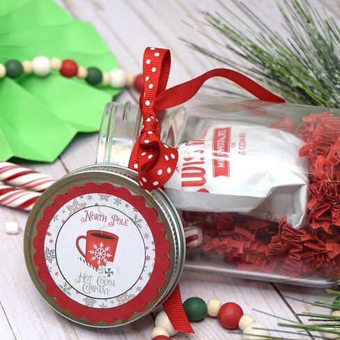ملصقات ملصقات لعطلة عيد الميلاد من شركة North Pole Hot Cocoa Company، مقاس 40 ملصقًا دائريًا للحفلات مقاس 2 بوصة، رائعة لهدايا الحفلات، وأختام الأظرف وحقائب الهدايا من Amanda Creation. in Saudi Arabia