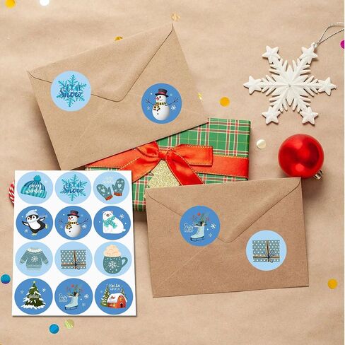 ملصقات Lucleag Hello Winter للأطفال، ملصقات شتوية دائرية دائرية للأظرف، 12 نمطًا من ملصقات العناصر الشتوية لأختام الحلوى المغلفات وملصقات بطاقات الهدايا وديكور حفلات الشتاء 360 قطعة in Saudi Arabia