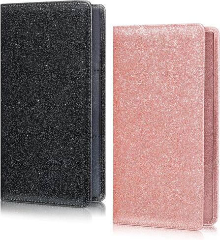 Frienda 2 Pieces Car Registration and Insurance Holder Auto Registration Card Holders Vehicle Glove Box Car Organizer for Documents Driver License Holders (Glitter Pink) in Saudi Arabia
