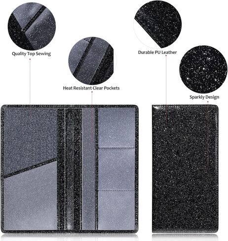 Frienda 2 Pieces Car Registration and Insurance Holder Auto Registration Card Holders Vehicle Glove Box Car Organizer for Documents Driver License Holders (Glitter Pink) in Saudi Arabia