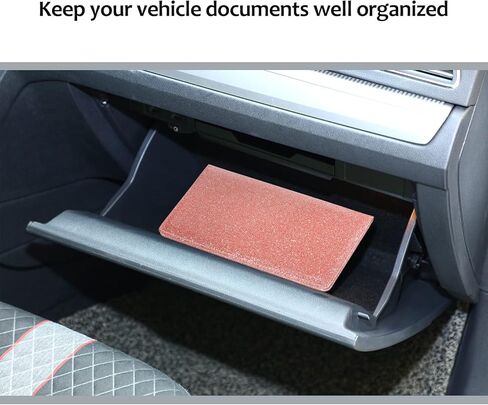 Frienda 2 Pieces Car Registration and Insurance Holder Auto Registration Card Holders Vehicle Glove Box Car Organizer for Documents Driver License Holders (Glitter Pink) in Saudi Arabia