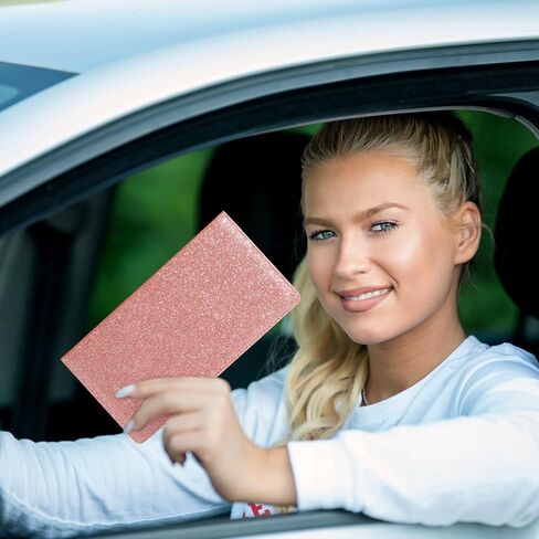 Frienda 2 Pieces Car Registration and Insurance Holder Auto Registration Card Holders Vehicle Glove Box Car Organizer for Documents Driver License Holders (Glitter Pink) in Saudi Arabia