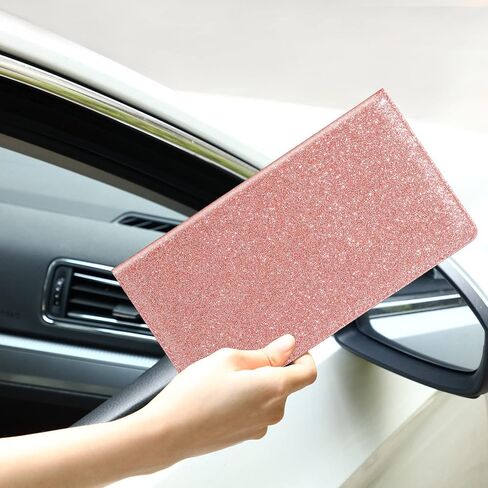 Frienda 2 Pieces Car Registration and Insurance Holder Auto Registration Card Holders Vehicle Glove Box Car Organizer for Documents Driver License Holders (Glitter Pink) in Saudi Arabia
