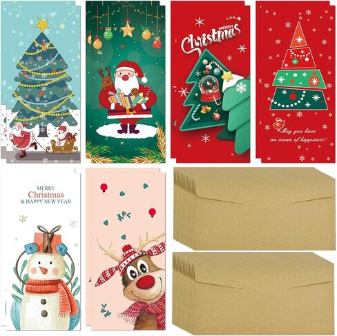 Fibevon Christmas Money Holder for Cash Gifts with Envelopes - 30 Pack of Christmas Gift Card Holder Money Envelopes for Cash Christmas Decoration for Xmas, Holiday, and New Year in Saudi Arabia