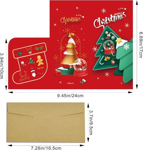 Fibevon Christmas Money Holder for Cash Gifts with Envelopes - 30 Pack of Christmas Gift Card Holder Money Envelopes for Cash Christmas Decoration for Xmas, Holiday, and New Year in Saudi Arabia