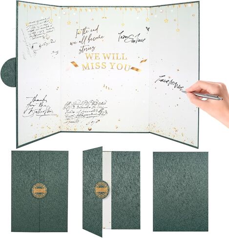Farewell Guest Book Cards, Going Away Party Decorations, Farewell Gifts for Coworkers Colleagues Friends Teachers, Green We Will Miss You Signature Board, Farewell Keepsake for Women Men in Saudi Arabia