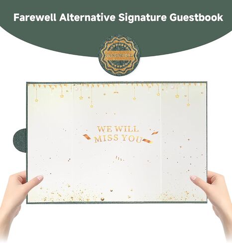 Farewell Guest Book Cards, Going Away Party Decorations, Farewell Gifts for Coworkers Colleagues Friends Teachers, Green We Will Miss You Signature Board, Farewell Keepsake for Women Men in Saudi Arabia