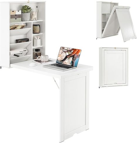 Wall Mounted Desk Hanging Folding Table, White in Saudi Arabia