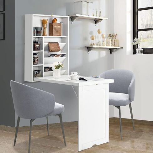 Wall Mounted Desk Hanging Folding Table, White in Saudi Arabia