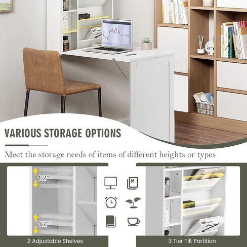 Wall Mounted Desk Hanging Folding Table, White in Saudi Arabia
