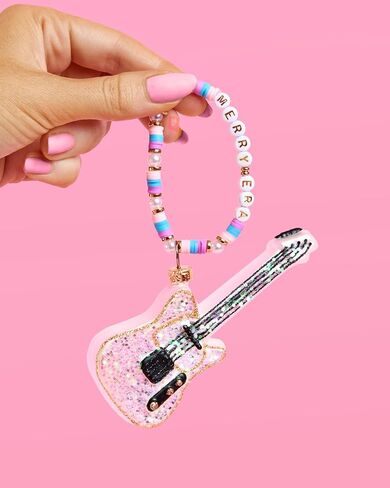 xo, Fetti Merry Era Beaded Guitar Ornament - 1 pc | Pink Glitter Christmas Tree Decorations, Friendship Bracelet Holiday Party, Cute Winter Gift, Stocking Stuffer in Saudi Arabia