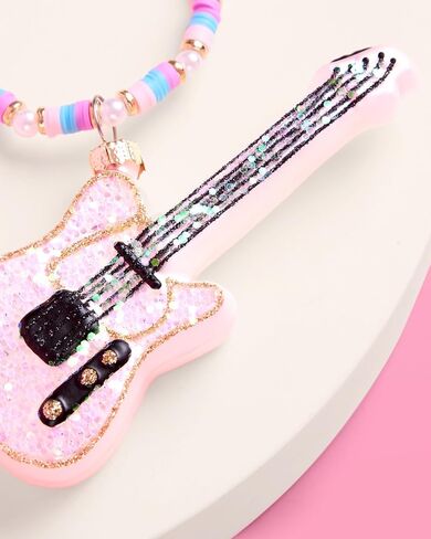 xo, Fetti Merry Era Beaded Guitar Ornament - 1 pc | Pink Glitter Christmas Tree Decorations, Friendship Bracelet Holiday Party, Cute Winter Gift, Stocking Stuffer in Saudi Arabia