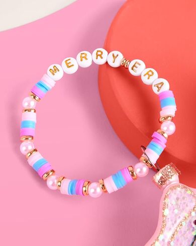 xo, Fetti Merry Era Beaded Guitar Ornament - 1 pc | Pink Glitter Christmas Tree Decorations, Friendship Bracelet Holiday Party, Cute Winter Gift, Stocking Stuffer in Saudi Arabia