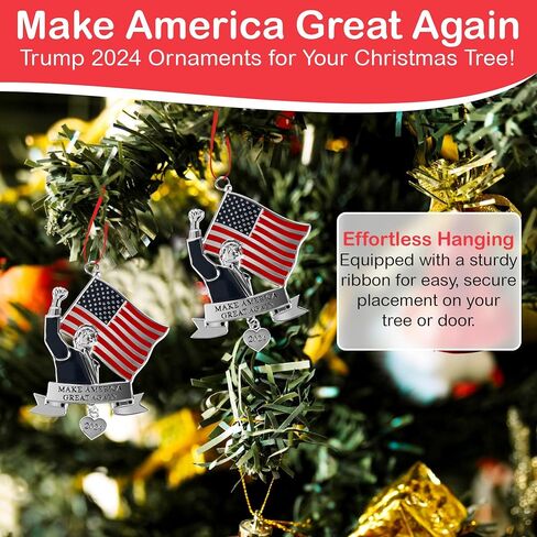Donald Trump 2024 - Make America Great Again US Flag Christmas Ornament 2024 – 4 x 3 Inch Christmas Tree Ornaments in Saudi Arabia