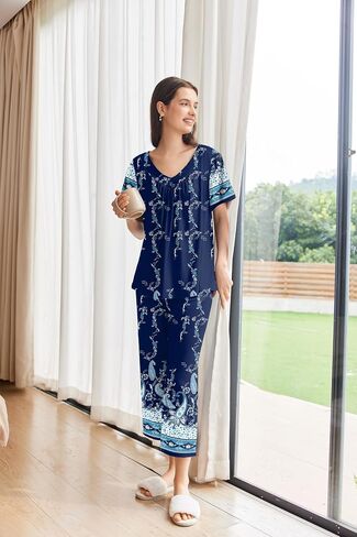 Ekouaer Women's Capri Pajama Set Short Sleeve Top and Pants 2 Piece Sleepwear Floral Print Ladies Pjs Sets in Saudi Arabia