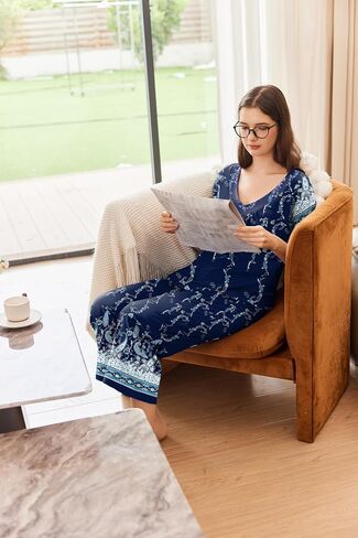 Ekouaer Women's Capri Pajama Set Short Sleeve Top and Pants 2 Piece Sleepwear Floral Print Ladies Pjs Sets in Saudi Arabia
