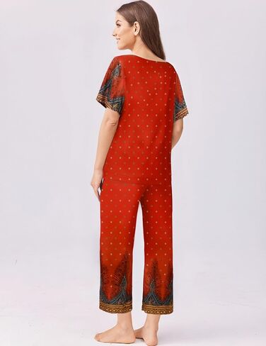Ekouaer Women's Capri Pajama Set Short Sleeve Top and Pants 2 Piece Sleepwear Floral Print Ladies Pjs Sets in Saudi Arabia