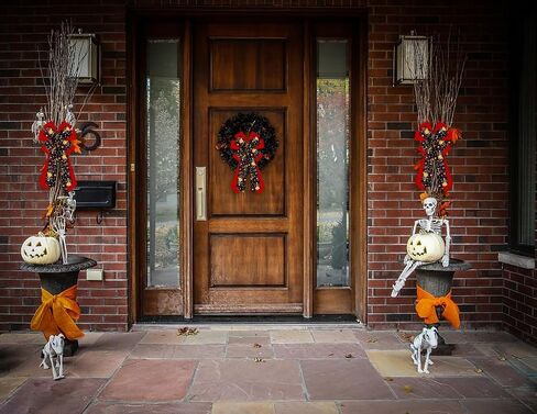 ALIBBON Large Mexican Day of The Dead Bows for Wreaths, Sugar Skull Wreath Bows, Dia de Los Muertos Bows, Cinco de Mayo Bows for Front Door, Halloween Decor Burlap Bows for Indoor Outdoor Decoration in Saudi Arabia