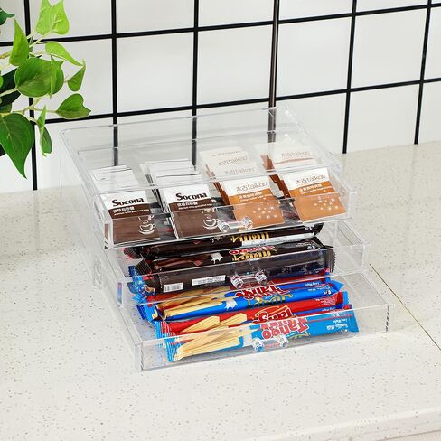 Cq أكريليك أرجواني التراص الفنون والحرف منظم التخزين مع درجين، 4.72 "أدراج منظم أكريليك طويل القامة، أدراج تنظيم بلاستيكية للغرور، حوض سفلي، خزائن المطبخ، الحمام in Kuwait